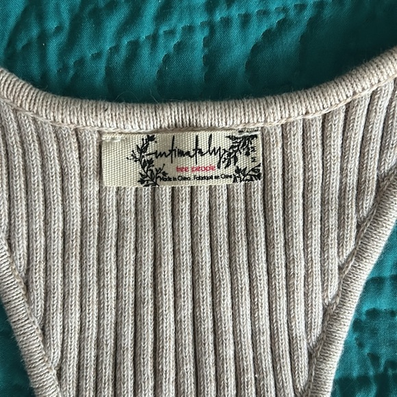 Intimately Free People Ribbed Beige Racerback Tank Top M - Picture 3 of 6